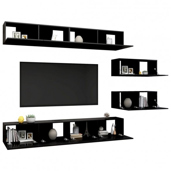 Ensemble de meuble TV 6 pcs Noir Aggloméré