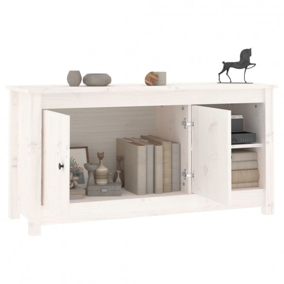 Meuble TV Blanc 103x36,5x52 cm Bois de pin massif