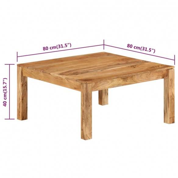 Table basse 80x80x40 cm Bois d'acacia massif