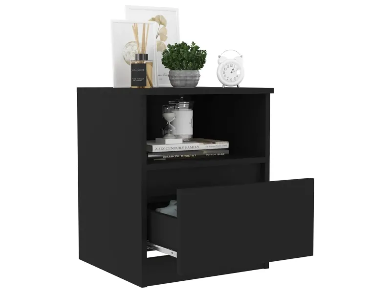 Tables de chevet 2 pcs Noir 40x40x50 cm Aggloméré