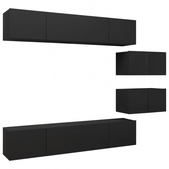 Ensemble de meuble TV 6 pcs Noir Aggloméré