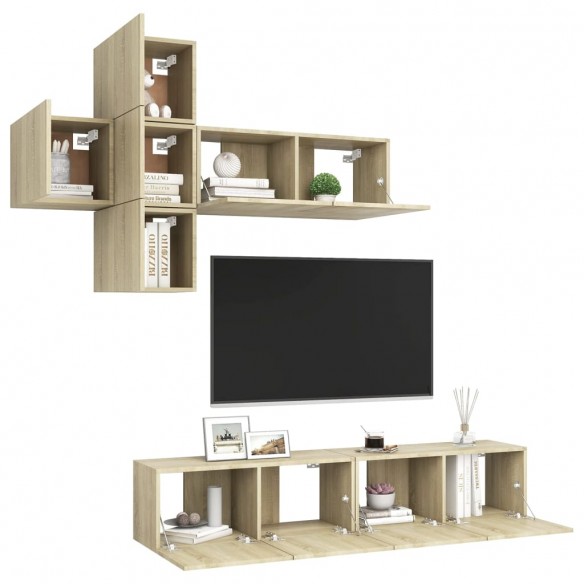 Ensemble de meuble TV 7 pcs Chêne sonoma Aggloméré