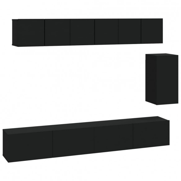 Ensemble de meubles TV 6 pcs Noir Bois d'ingénierie