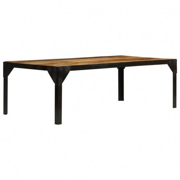 Table basse Bois massif de manguier brut et acier 110 cm