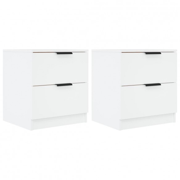 Tables de chevet 2 pcs Blanc Bois d'ingénierie