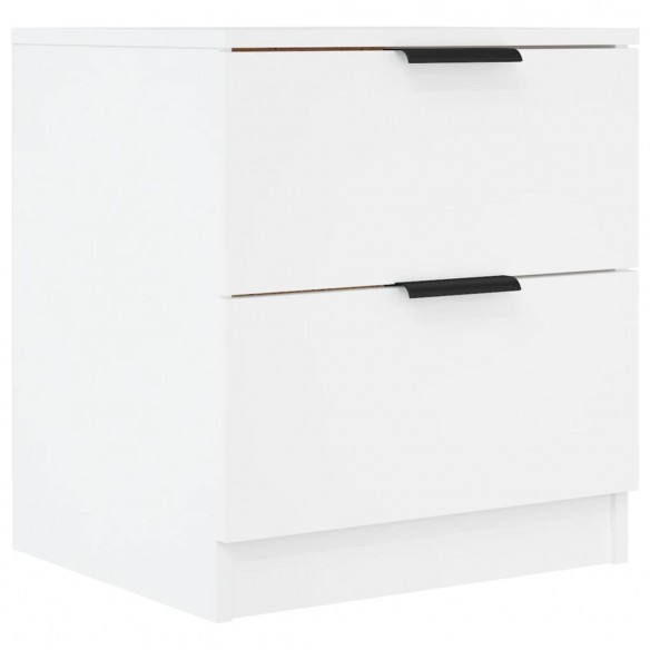 Tables de chevet 2 pcs Blanc Bois d'ingénierie