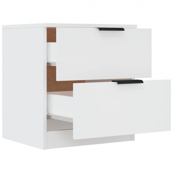 Tables de chevet 2 pcs Blanc Bois d'ingénierie