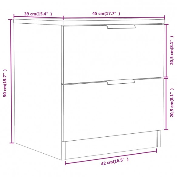 Tables de chevet 2 pcs Blanc Bois d'ingénierie