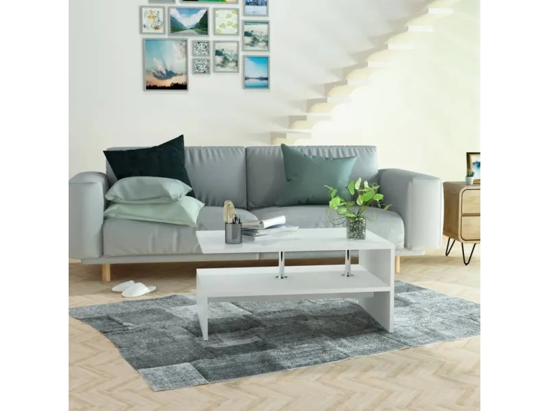 Table basse 90x59x42 cm Blanc