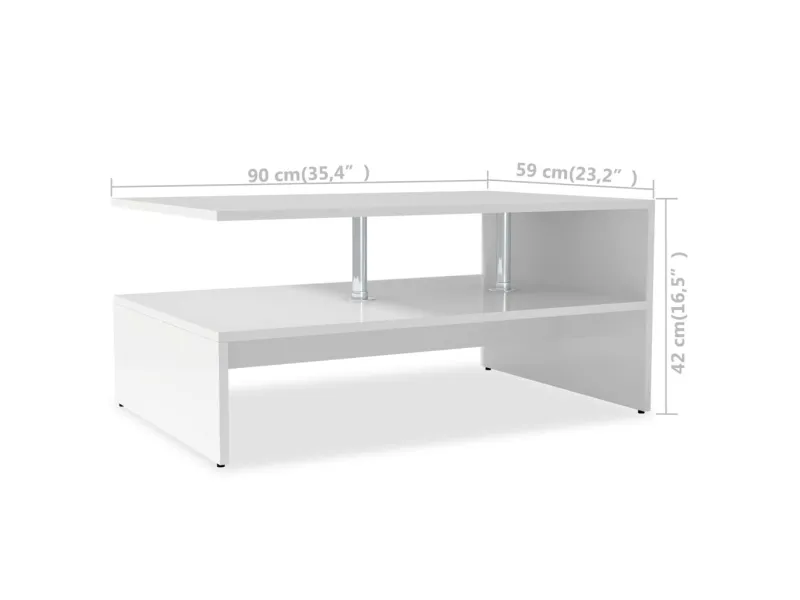 Table basse 90x59x42 cm Blanc