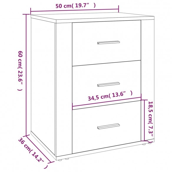 Table de chevet Blanc brillant 50x36x60 cm Bois d’ingénierie