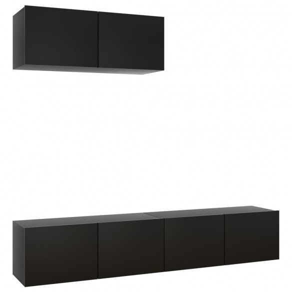 Meubles TV 3 pcs Noir Aggloméré