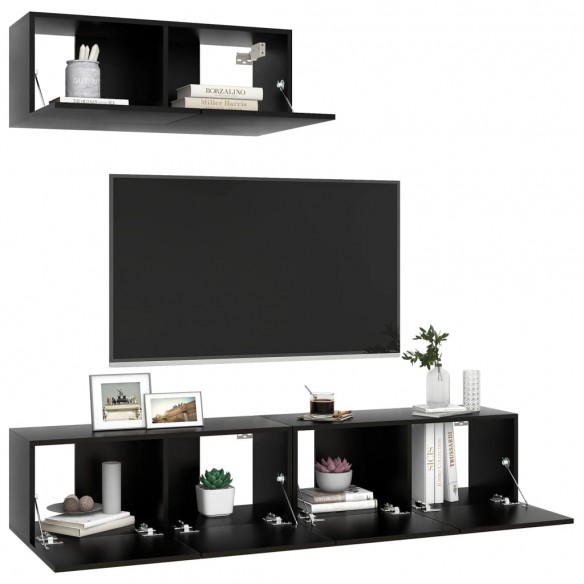 Meubles TV 3 pcs Noir Aggloméré