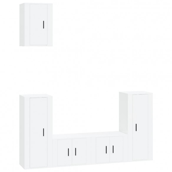 Ensemble de meubles TV 5 pcs Blanc brillant Bois d'ingénierie