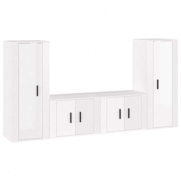 Ensemble de meubles TV 4 pcs Blanc brillant Bois d'ingénierie