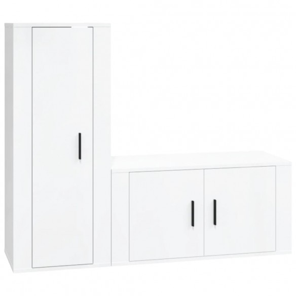 Ensemble de meubles TV 2 pcs blanc brillant bois d'ingénierie