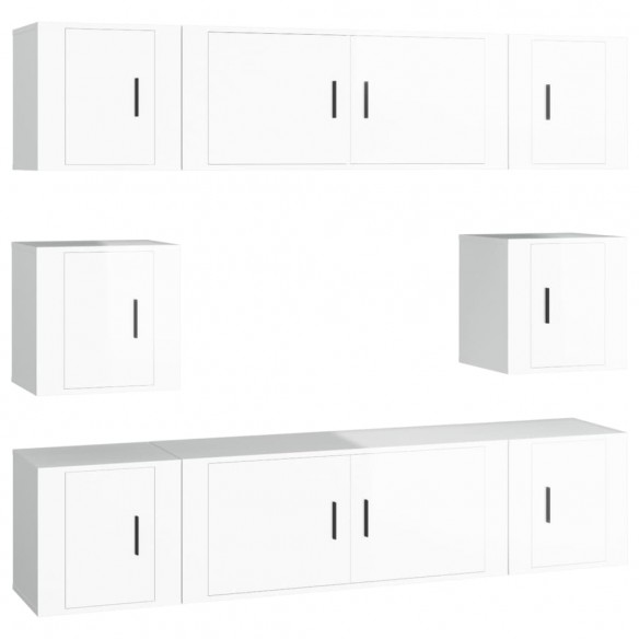 Ensemble de meubles TV 8 pcs Blanc brillant Bois d'ingénierie