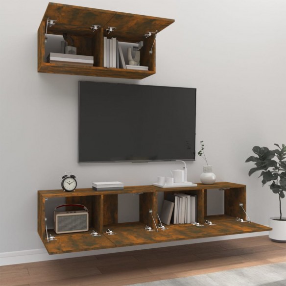 Ensemble de meubles TV 3 pcs Chêne fumé Bois d'ingénierie