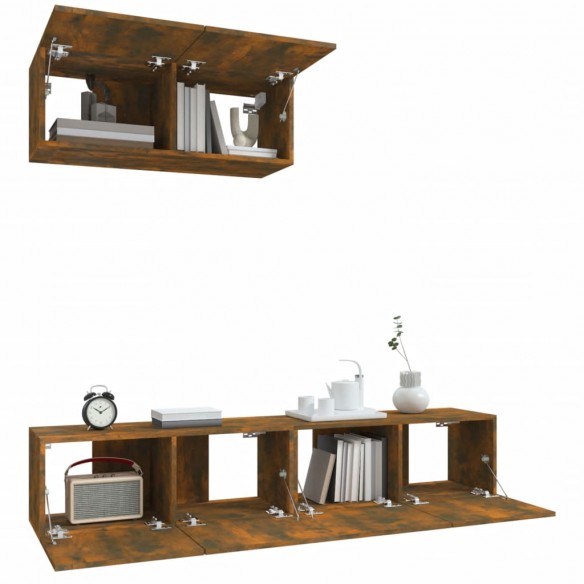 Ensemble de meubles TV 3 pcs Chêne fumé Bois d'ingénierie