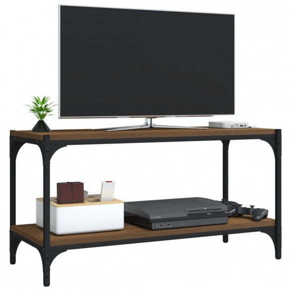 Meuble TV Chêne marron 80x33x41 cm Bois d'ingénierie et acier