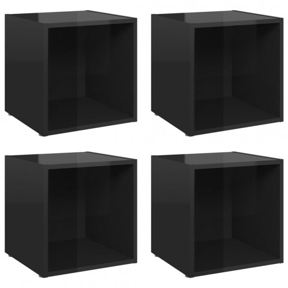 Meubles TV 4 pcs Noir brillant 37x35x37 cm Aggloméré