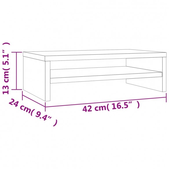 Support de moniteur Chêne fumé 42x24x13 cm Bois d'ingénierie