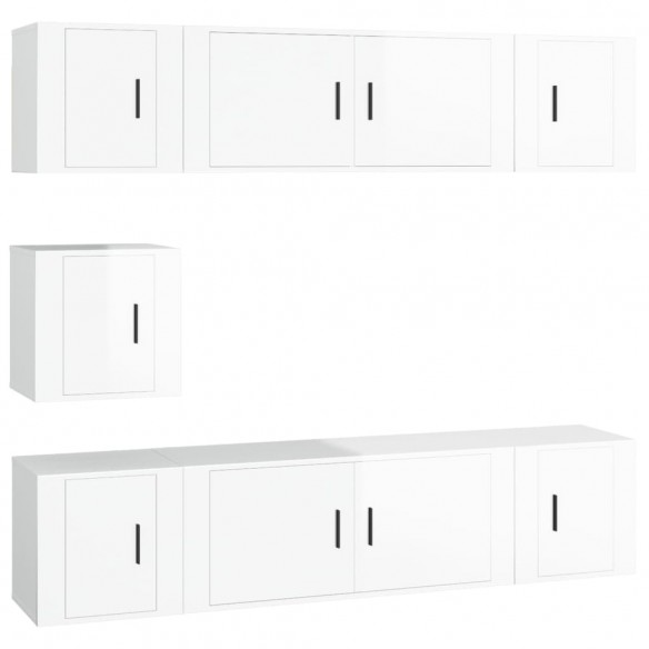 Ensemble de meubles TV 7 pcs Blanc brillant Bois d'ingénierie