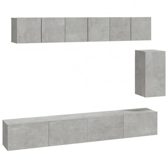 Ensemble de meubles TV 6 pcs Gris béton Bois d'ingénierie