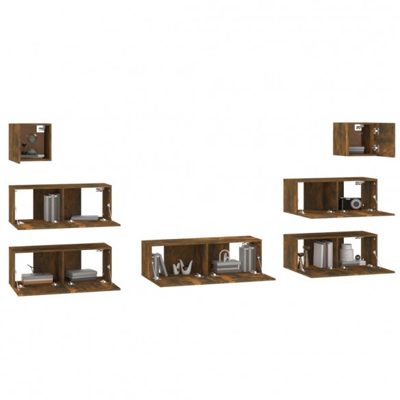 Ensemble de meubles TV 7 pcs Chêne fumé Bois d'ingénierie