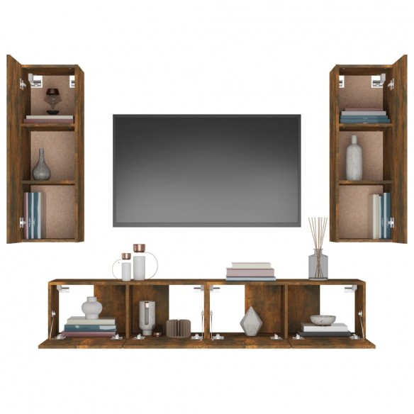 Ensemble de meubles TV 4 pcs Chêne fumé Bois d'ingénierie