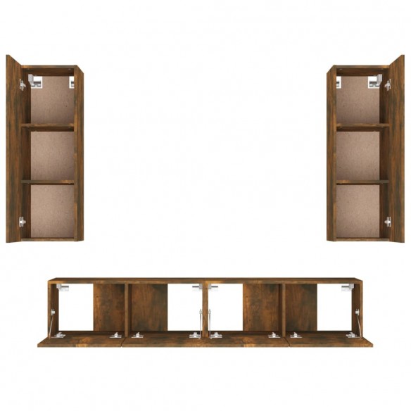 Ensemble de meubles TV 4 pcs Chêne fumé Bois d'ingénierie