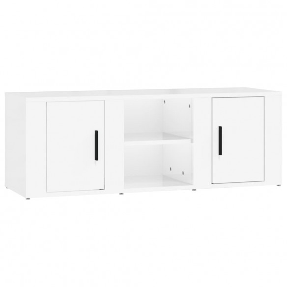 Meuble TV Blanc brillant 100x31,5x35 cm Bois d'ingénierie