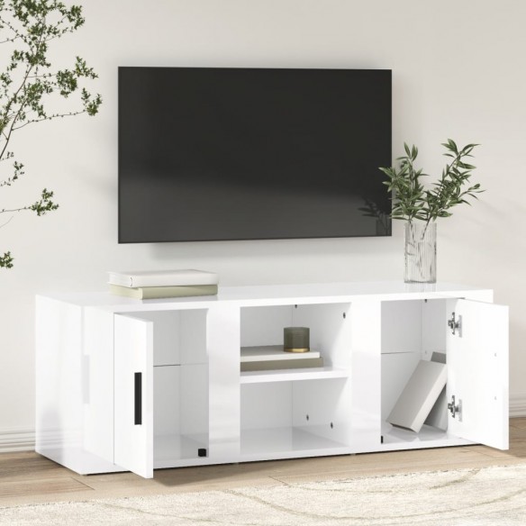 Meuble TV Blanc brillant 100x31,5x35 cm Bois d'ingénierie