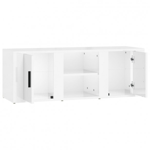 Meuble TV Blanc brillant 100x31,5x35 cm Bois d'ingénierie