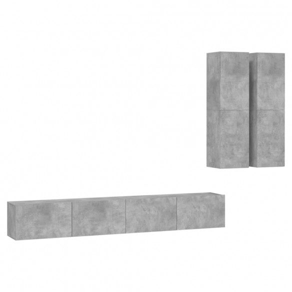 Ensemble de meubles TV 4 pcs Gris béton Aggloméré