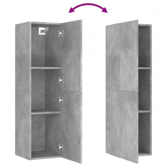 Ensemble de meubles TV 4 pcs Gris béton Aggloméré