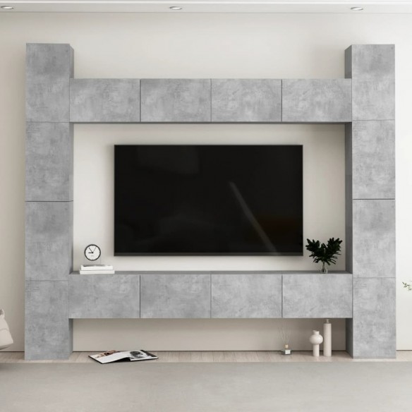 Ensemble de meubles TV 8 pcs Gris béton Bois d'ingénierie