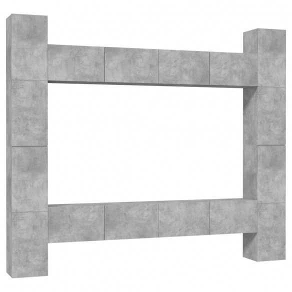 Ensemble de meubles TV 8 pcs Gris béton Bois d'ingénierie