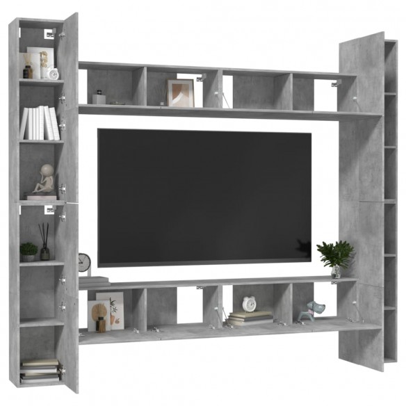 Ensemble de meubles TV 8 pcs Gris béton Bois d'ingénierie