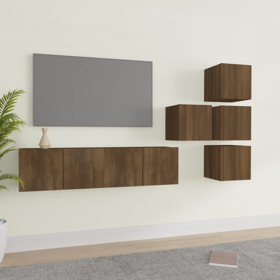 Ensemble de meubles TV 6 pcs Chêne marron Bois d'ingénierie