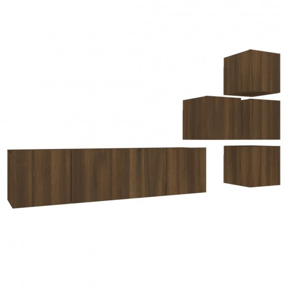 Ensemble de meubles TV 6 pcs Chêne marron Bois d'ingénierie