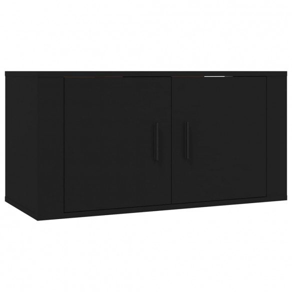 Ensemble de meubles TV 2 pcs noir bois d'ingénierie