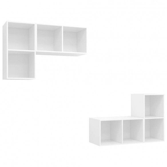 Meubles TV muraux 4 pcs Blanc Aggloméré