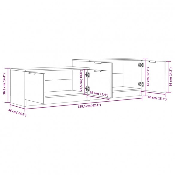 Meuble TV Sonoma gris 158,5x36x45 cm Bois d'ingénierie