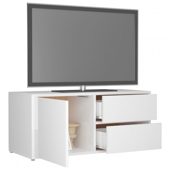 Meuble TV Blanc brillant 80x34x36 cm Aggloméré