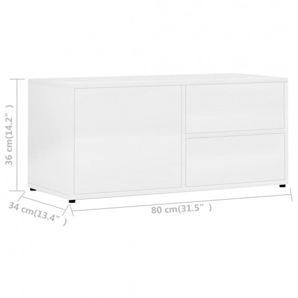 Meuble TV Blanc brillant 80x34x36 cm Aggloméré