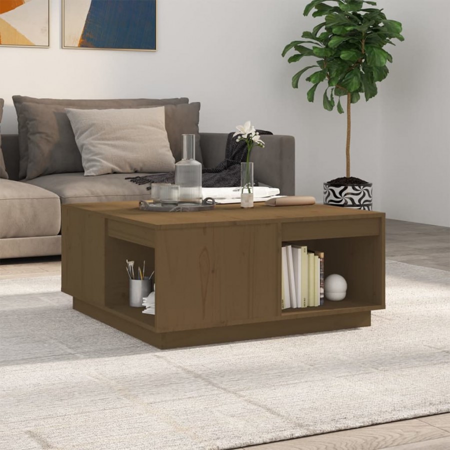 Table basse Marron miel 80x81x36,5 cm Bois massif de pin