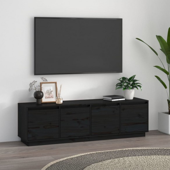 Meuble TV Noir 156x37x45 cm Bois de pin massif