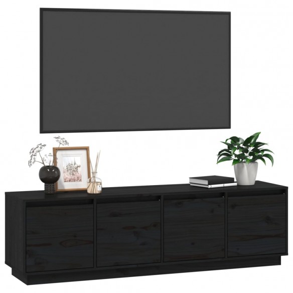 Meuble TV Noir 156x37x45 cm Bois de pin massif