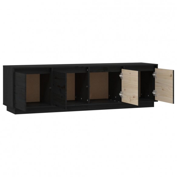 Meuble TV Noir 156x37x45 cm Bois de pin massif